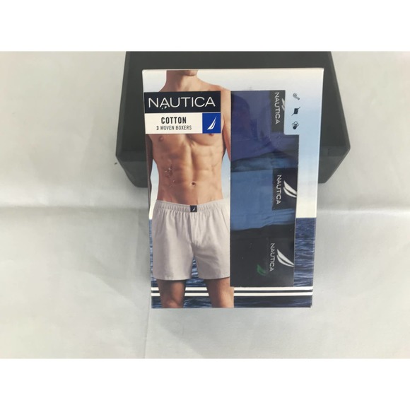 Men's Set of 3 cotton woven blue boxers Nautica S New - Picture 1 of 6